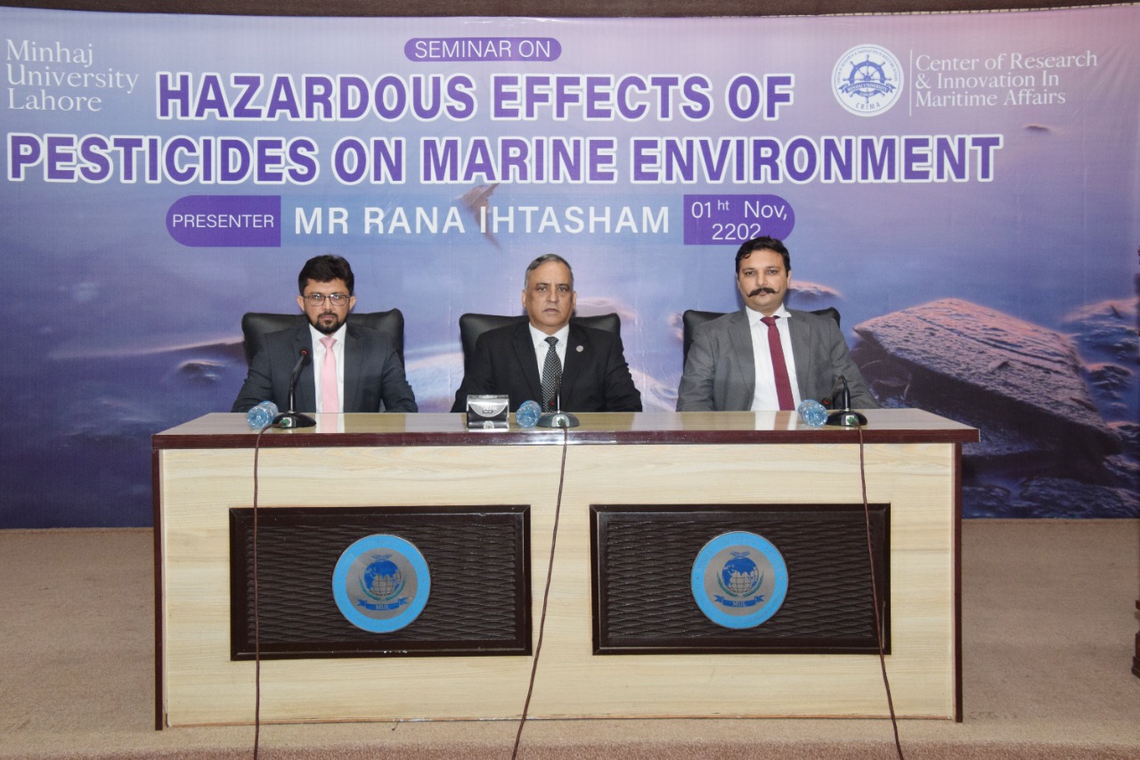Guest speaker Rana Ihtasham on Marine Environment seminar organized by Minhaj University Lahore